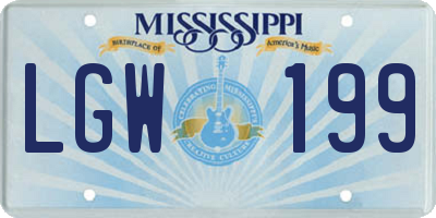 MS license plate LGW199