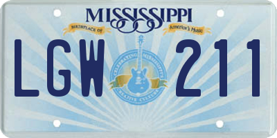 MS license plate LGW211