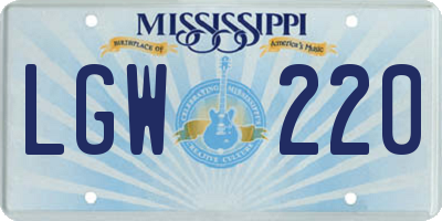 MS license plate LGW220