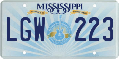 MS license plate LGW223