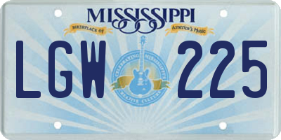 MS license plate LGW225