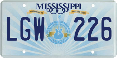 MS license plate LGW226
