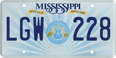 MS license plate LGW228