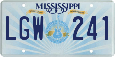 MS license plate LGW241