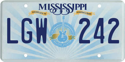 MS license plate LGW242