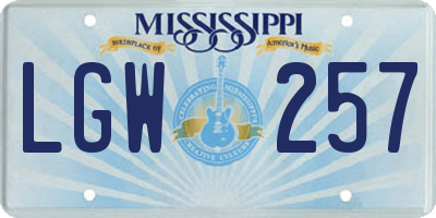 MS license plate LGW257
