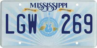 MS license plate LGW269