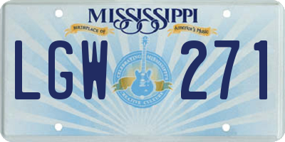 MS license plate LGW271