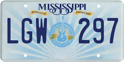 MS license plate LGW297