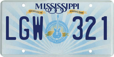 MS license plate LGW321