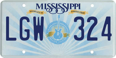 MS license plate LGW324