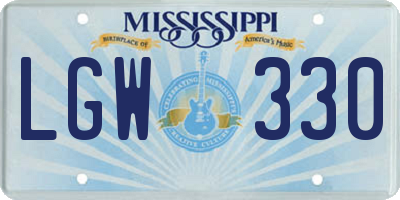 MS license plate LGW330