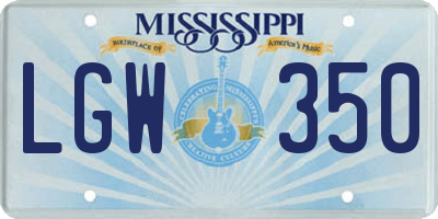 MS license plate LGW350