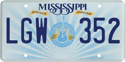 MS license plate LGW352