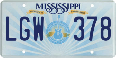 MS license plate LGW378