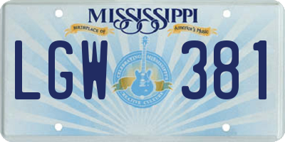 MS license plate LGW381