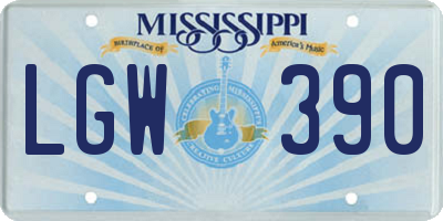 MS license plate LGW390