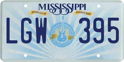 MS license plate LGW395