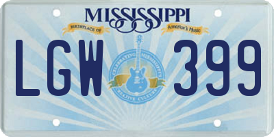 MS license plate LGW399