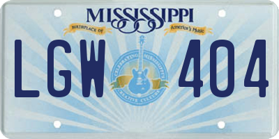 MS license plate LGW404