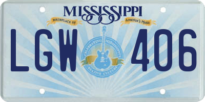 MS license plate LGW406