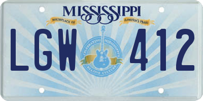 MS license plate LGW412