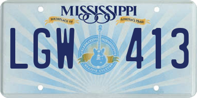 MS license plate LGW413