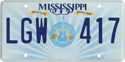 MS license plate LGW417