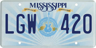 MS license plate LGW420