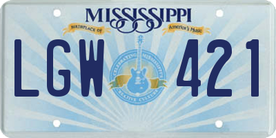 MS license plate LGW421