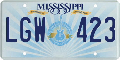 MS license plate LGW423