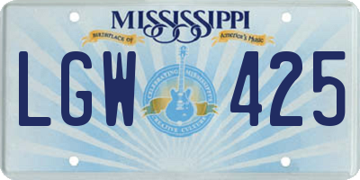 MS license plate LGW425