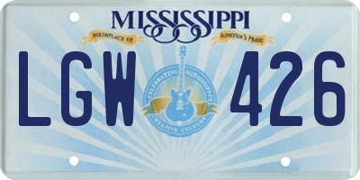 MS license plate LGW426