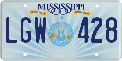 MS license plate LGW428