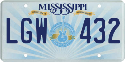 MS license plate LGW432