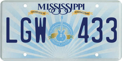 MS license plate LGW433