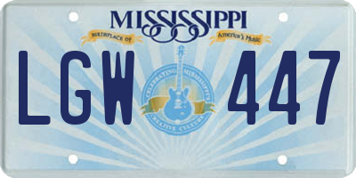 MS license plate LGW447