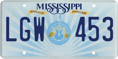 MS license plate LGW453
