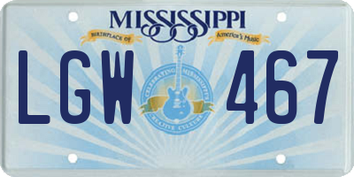 MS license plate LGW467