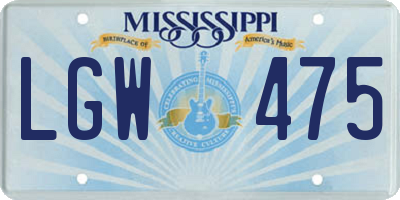 MS license plate LGW475