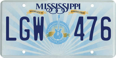 MS license plate LGW476