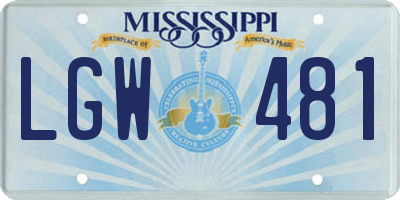 MS license plate LGW481