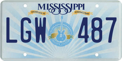 MS license plate LGW487