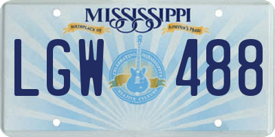 MS license plate LGW488