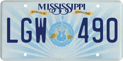 MS license plate LGW490
