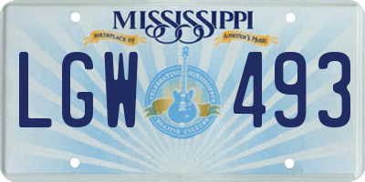 MS license plate LGW493