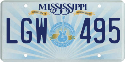 MS license plate LGW495