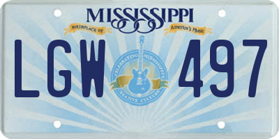 MS license plate LGW497