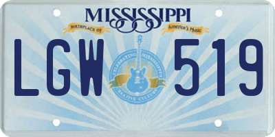 MS license plate LGW519
