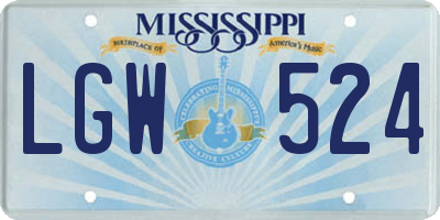 MS license plate LGW524